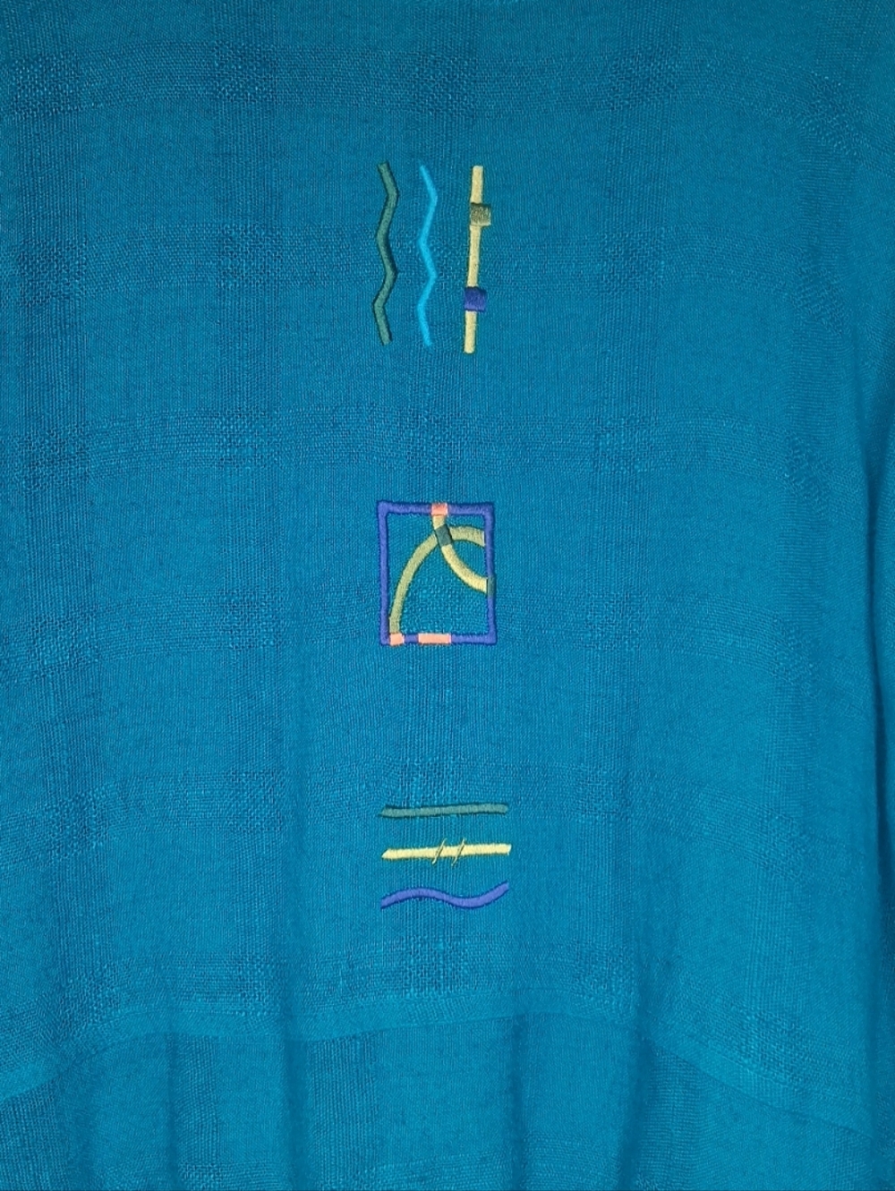 Vintage Nino Wong California Blouse Turquoise Blue Embroidered Detailed Size S - Picture 4 of 13